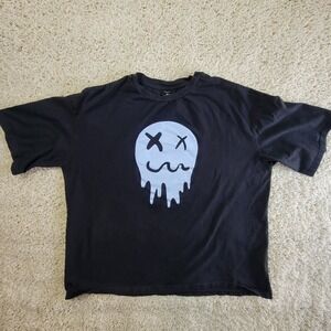 SHEIN Black Men XXL Melting Face Graphic T Shirt Oversized